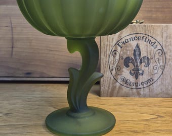 Frosted green Indiana glass dish