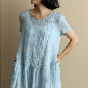 797---High Counted Ramie Maxi Dress (Including Inner Slip Dress), Wedding Dress, White Dress, Blue Dress, Made to Order.