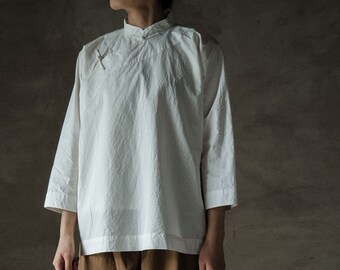 N103---Paper Feel Cotton Chinese Top / Chinese Blouse / Cheongsam , Made to Order.