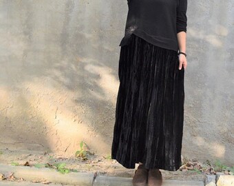 A341---Black Wool and Silk Tank Dress, Winter Sleeveless Dress, Maxi Dress, Long Dress, Made to Order.
