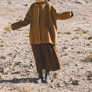 Q048---Women&#39;s Winter Boiled Wool Oversized Jacket in Camel, Wool Chinese Jacket, Chinese Coat,  Made to Order.