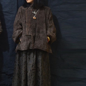 A462---Mud Tussah Silk Corduroy Jacket, Gambiered Silk Coat, Fall Tussar Silk Chinese Tang Jacket,  Made to Order.