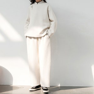 Winter white wool trousers hotsell