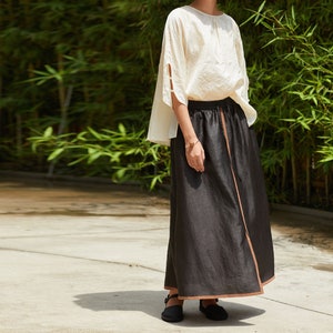 D175---Cracked Gambiered Silk / Mud Silk A-line Skirt, Women&#39;s Silk Skirt,  Made to Order.