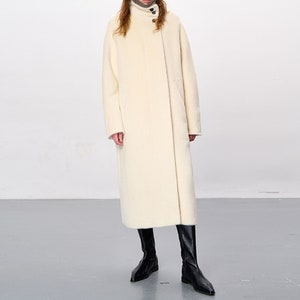 White funnel neck coat clearance