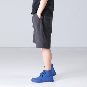 P061Men's Linen Cotton Blend Shorts, Drop Crotch, Unisex Linen Shorts, Made to Order. image 3