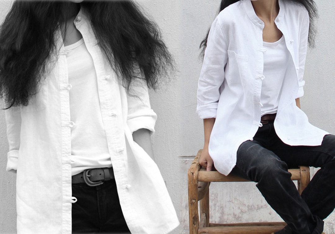 Camicia Donna Cotone-lino Stile Coreano Con Bottoni A Rana - Perfetta Per Kung Fu E Tai Chi - Foto 6