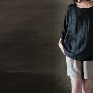 N035---Cracked Gambiered Canton Silk / Mud Silk 3/4 Sleeve Tee / Top, Made to Order.