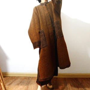 X228---Reversible Sherpa Wool Chinese Coat, Wool Cheongsam Coat,  Made to Order.