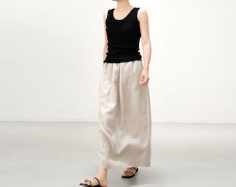 W103---Flax Linen Bud Skirt with Pocket, Natural Linen Skirt For Women, Full Linen Skirt, Long Linen Tulip Skirt, Linen Cocoon Skirt