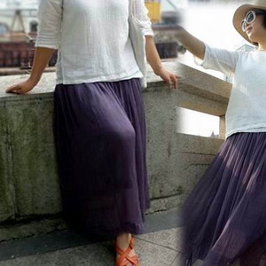 194---Violet Silk Skirt, Fully Lined, Must Have Item for Travle, Made to Order.