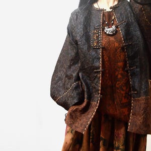 X281---Reversible Mud Silk Organza Chinese Coat, Canton Silk Cheongsam Jacket,  Plus Size, Maternity, One Size Fits All, Made to Order