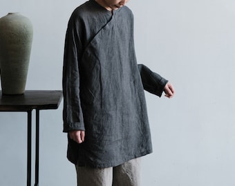 N014---Women's Washed Linen Cheongsam Top / Tunic Top /  Bloouse  / Shirt / Jacket / Blazer,  Made to Order.