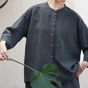 U301---Cracked Mud Silk Shirt in Gray Color, Made to Order.