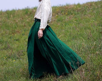 I108 --- Gebarsten modderzijde maxi-lengte plooirok, Ma Mian-rok, lange uitlopende rok, renaissancerok, swingrok, lange middeleeuwse rok