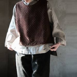 N092---Reversible Jacquard Mud Tussah Silk Vest, Made to Order.