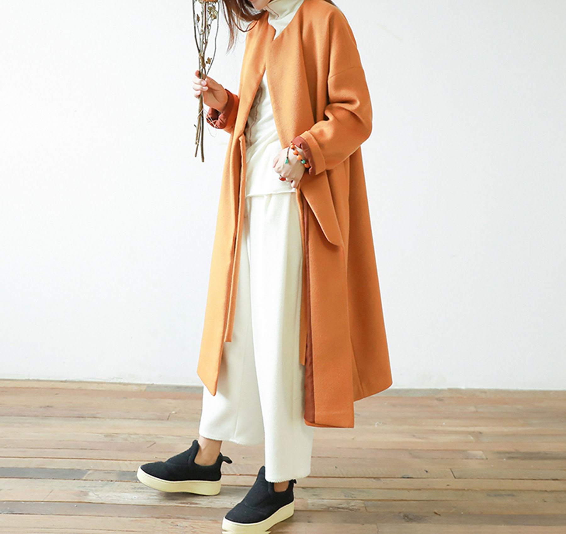 I027---women's Zen Wool Coat, Simplicity Wool Long Coat