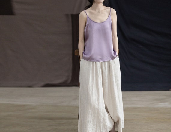 P066---lilac / Light Purple Pure Silk Satin Cami Top, Silk