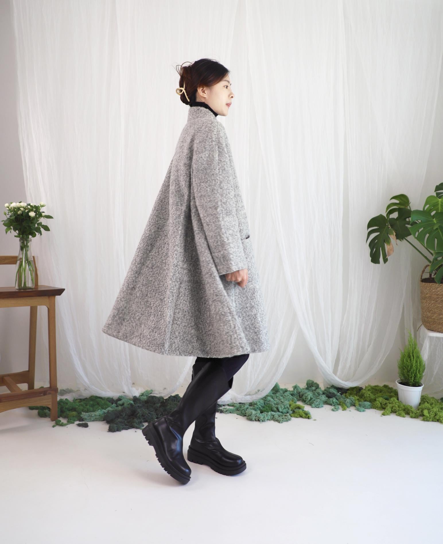 159-women's Loop-yarns Wool Trapeze Coat,a-line Bracelet 159-women's Loop-yarns Wool Trapeze Coat,a-line Bracelet