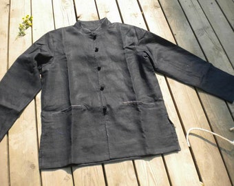 040---Men's  Lined Chinese Cheongsam Linen Jacket with Chinese Frog Buttons, Modified Tang Suit, Stand Collar,Made to Order  Shirt Jacket.