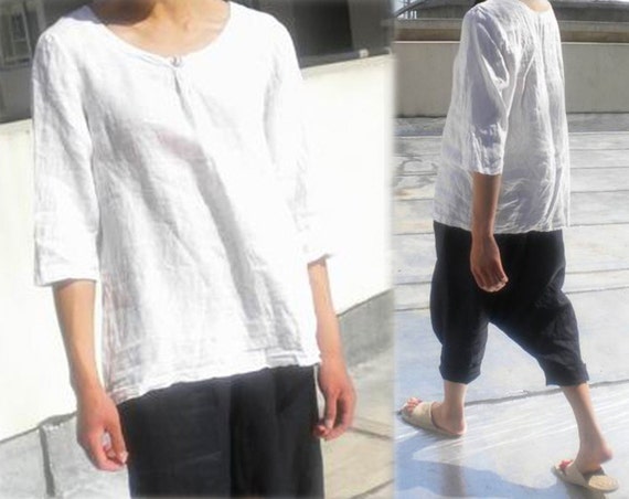 white linen blouse plus size