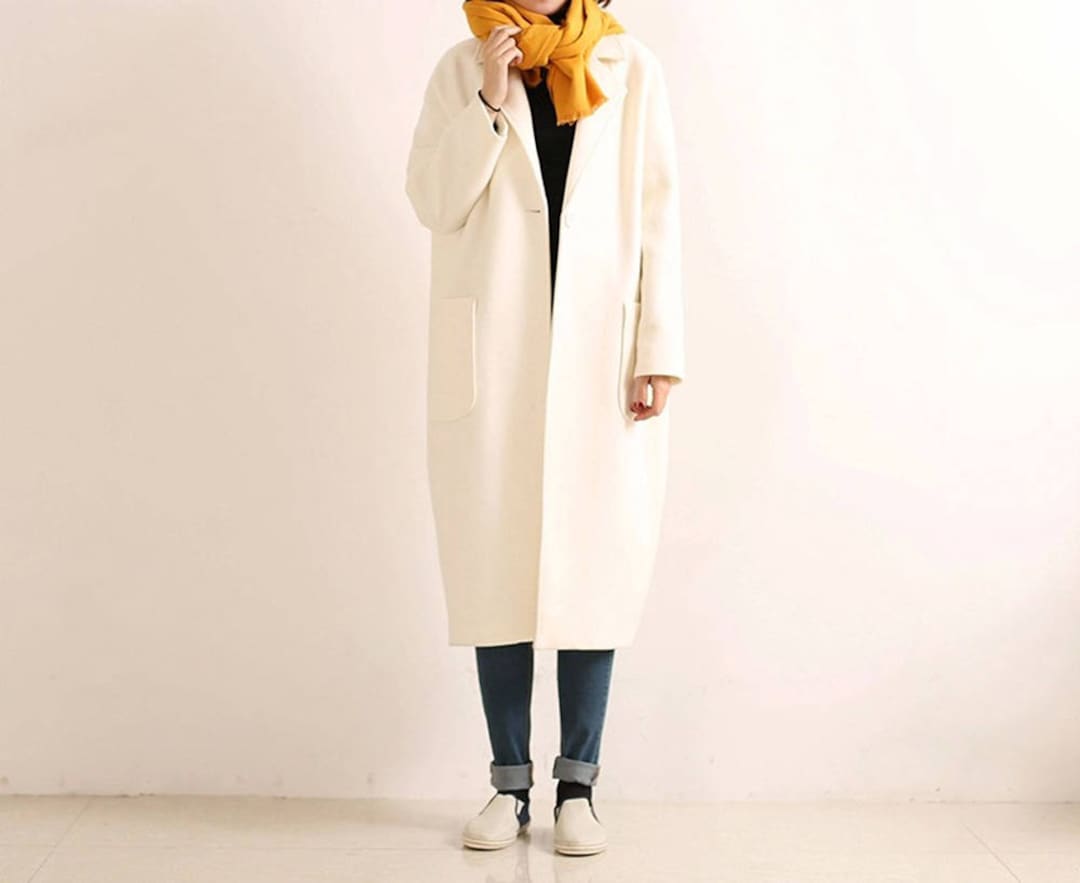 429---women's Wool Oversized Cocoon Coat, Vintage Style, Long Coat