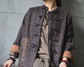 A525---Cracked Mud Silk Short Chinese Jacket, Gambiered Silk Cheongsam Coat / Tang Suit, Made to Order.