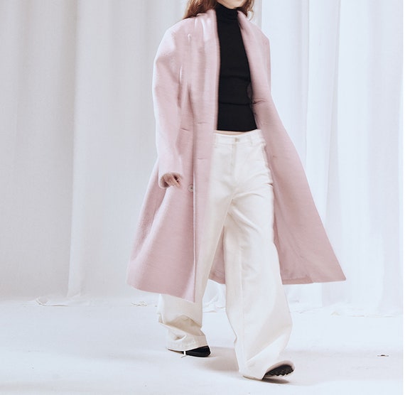 W110 Manteau oversize en laine rose manteau long en pure laine trench coat en laine manteau long en laine manteau d hiver pour fille cadeau de Noel fabrique sur commande. Etsy Canada