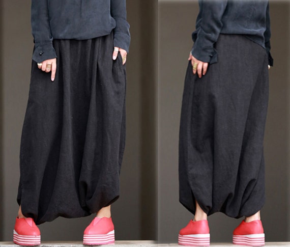 Pantskirt Japanese Diaper Pants. Skants Skirt Pants 063---Gambiered Canton Silk Gauze Harem Pants Watered Gauze Thai Pants