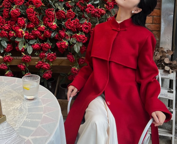W073---premium Double Faced Wool Neo Chinese Style Coat, Women