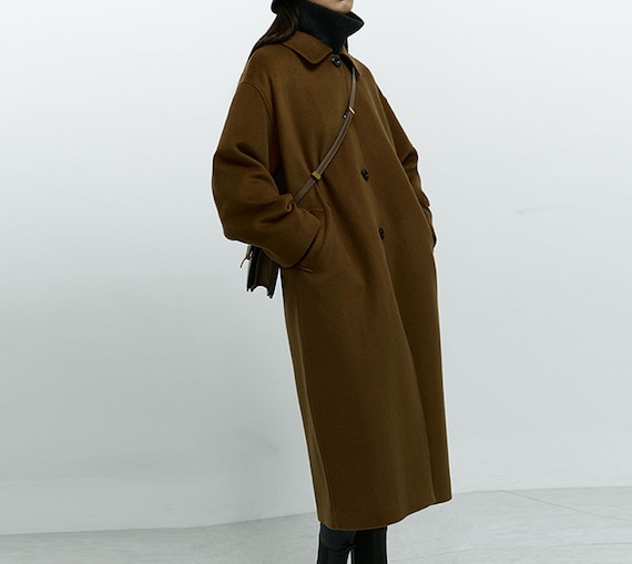 V005---women's Dark Brown Wool Oversized Cocoon Coat V005---women's Dark Brown Wool Oversized Cocoon Coat