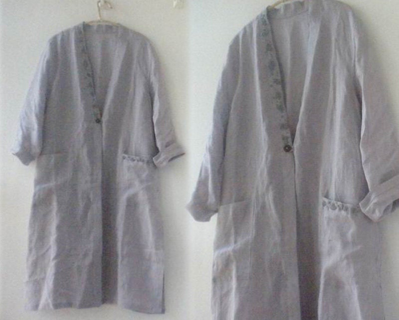 001Women's Gray Linen Dust Coat Duster Cardigan Coat | Etsy