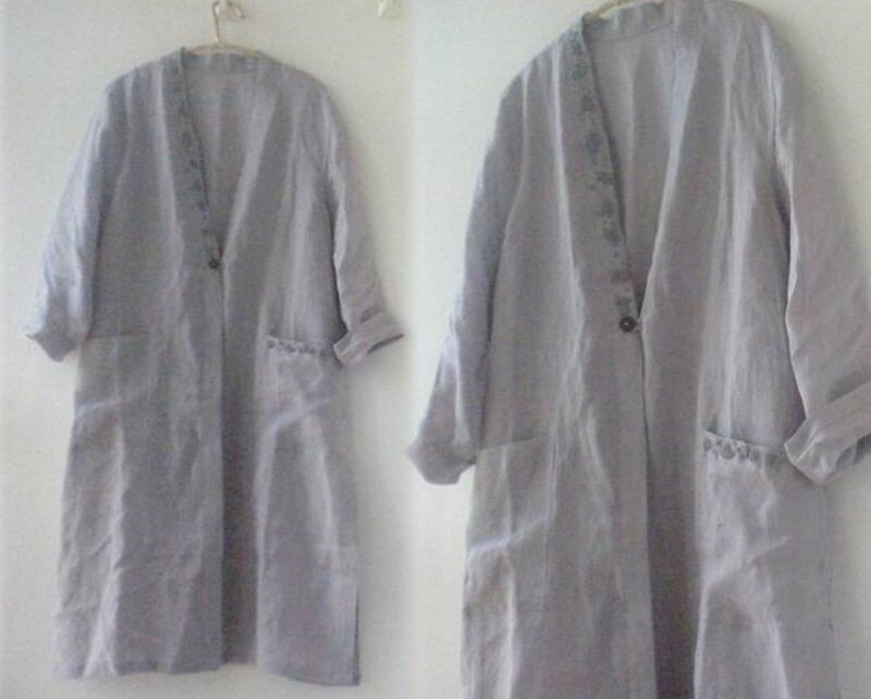 001Women's Gray Linen Dust Coat Duster Cardigan Coat Etsy