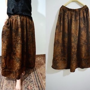X171---Printed Mud Silk Chaumeuse Skirt, Gambiered Silk / Canton Silk Skirt, Made to Order.