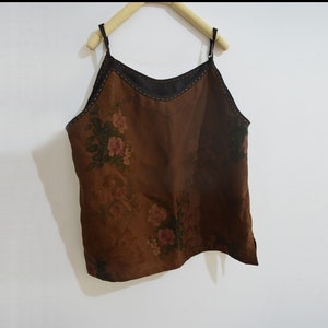 X087Reversible Printed Mud Silk Cami Top, Gambiered Silk Speghetti Top, Camisole, Made to Order. image 1