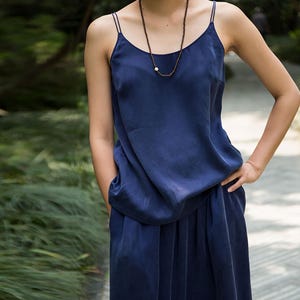 D086---Stone Washed Silk Cami Top, Silk Charmeuse Slip Top, Spaghetti Top, Made to Order.