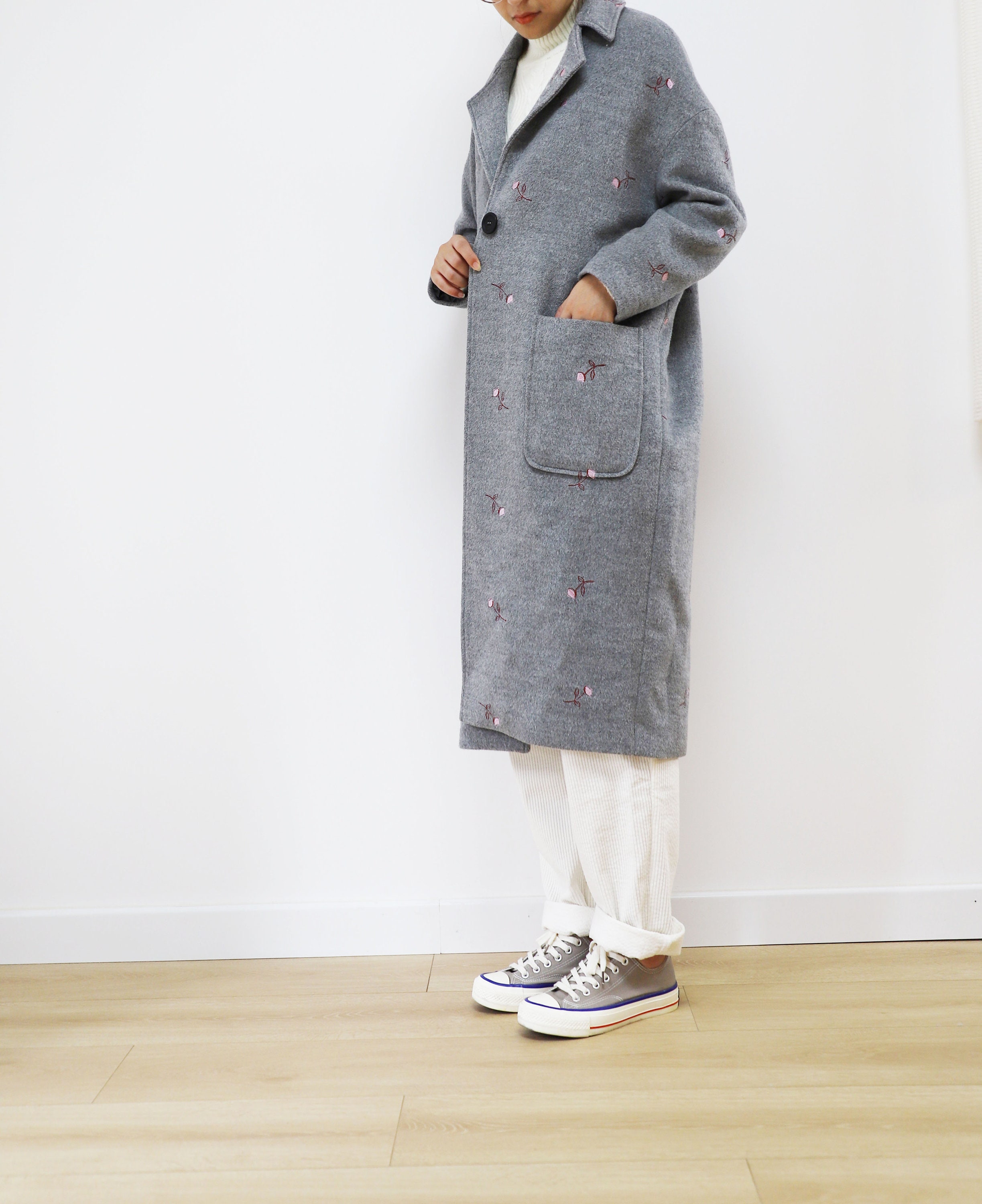 429Women's Embroidered Wool Oversized Coat Simplicity Etsy