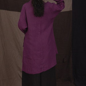P098Chinese Style Linen Top / Linen Jacket, Modified Cheongsam Jacket, Fall Outerwear, Autumn Blouse, Made to Measure. image 4