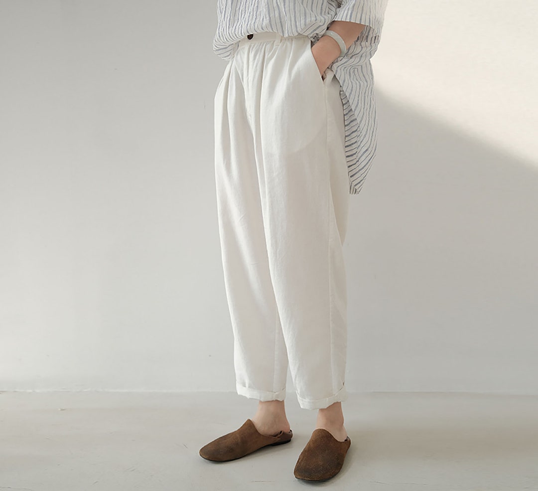 パンツ 80s GOOUCH Linen Tapered Slacks Ivory 32 il_1080xN.5831949628_pf43.jpg