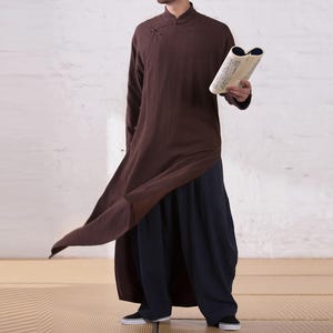 L031---Men&#39;s Ramie Cheongsam, Changshan in Beige, Kung Fu Uniform, Kung Fu Suit, Formal Event Suit, Made to measure.