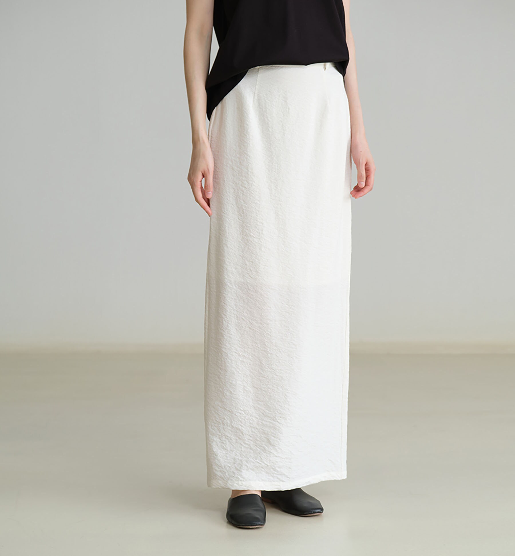 C053---dry Silk Maxi Pen Skirt, Elegant Silk Skirt in Off-white