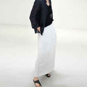 W103---Flax Linen Bud Skirt with Pocket, White Skirt For Women, Full Linen Skirt, Long Linen Tulip Skirt, Linen Cocoon Skirt