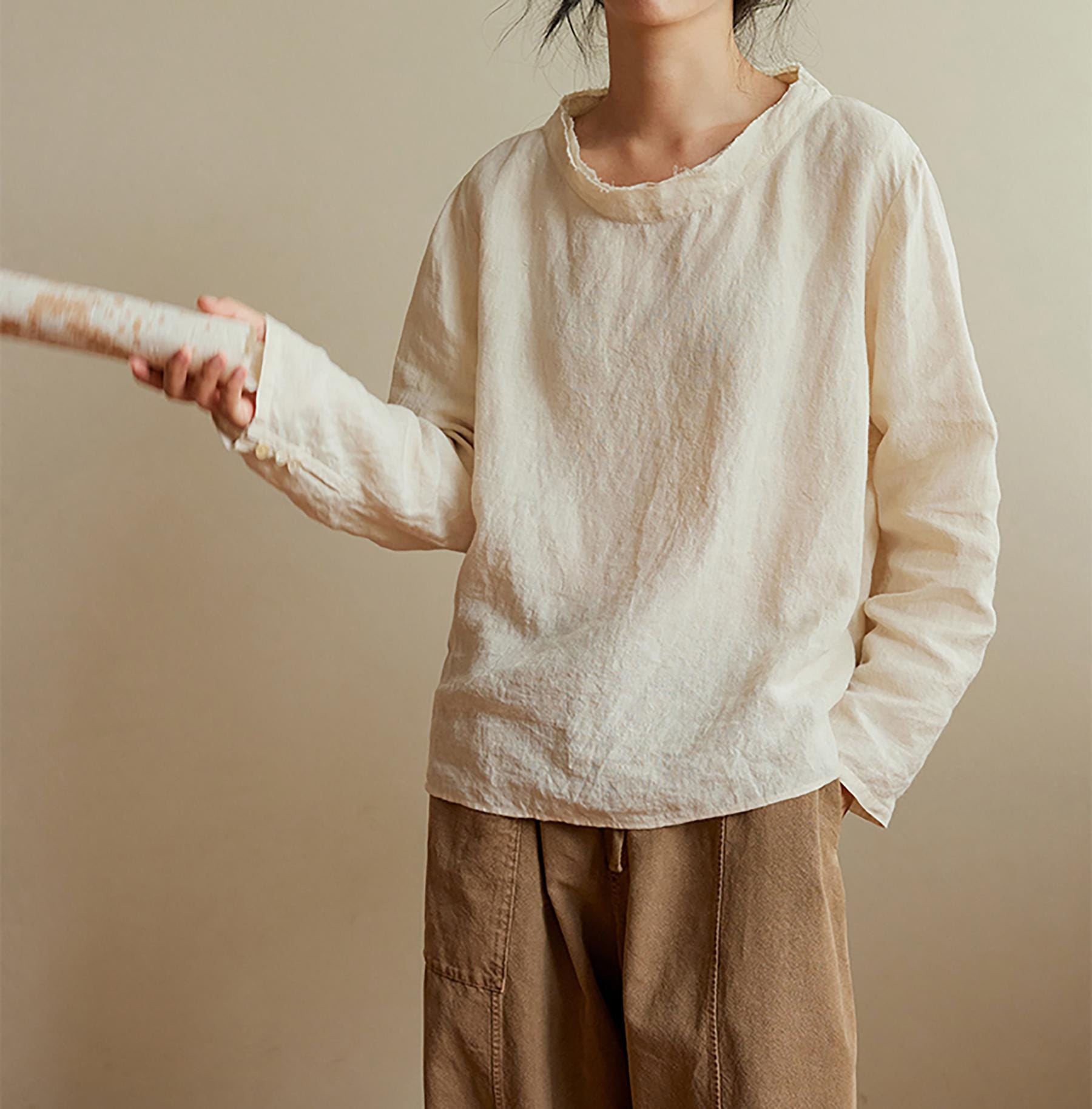 D289---loose Linen Smock, Linen Pullover T-shirt, Simplicity Linen 