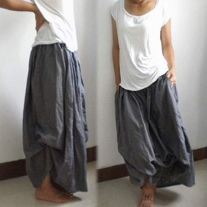 029---Gray Linen Skirt, Multi Wear Woman Summer Skirt, Full Skirt, Beach Boho Style, Bohemian Rhapsody, Plus Size clothing, Plus Size Skirt.