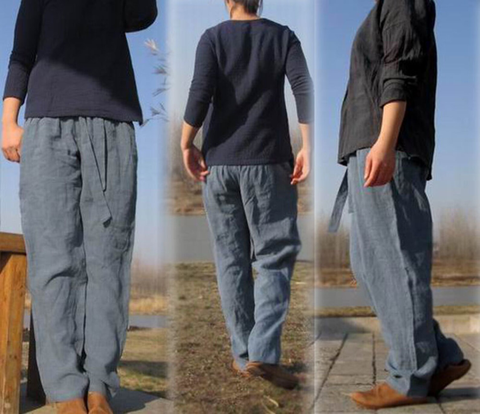 177Eco Friendly Boyfriend Linen pants / Trousers Cool Etsy