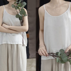 P066---Champague Pure Silk Satin Cami Top, Silk Charmeuse Slip Top, Spaghetti Top, Made to Order.