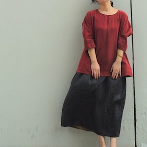 A305---Reversible Cracked Mud Silk Top / Gambiered Silk Tunic Top / Guangdong Gauze Tee, T-shirt, Blouse, Made to Order.