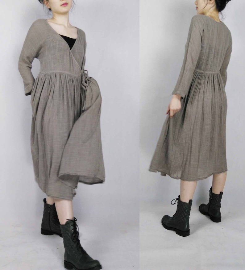 117cotton Gauze Wrap Dress / Jacket Light Brown Cardigan. Etsy