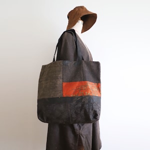 Z516---Bolso de mano Boro de patchwork de seda Tussah de barro de gran tamaño hecho a mano, bolso de arte, bolso de hombro, bolso de artista, único en su tipo, listo para enviar.