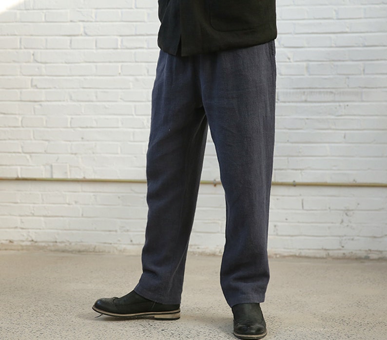 560Men's Brown Washed Ramie Linen Pants Drop Crotch | Etsy
